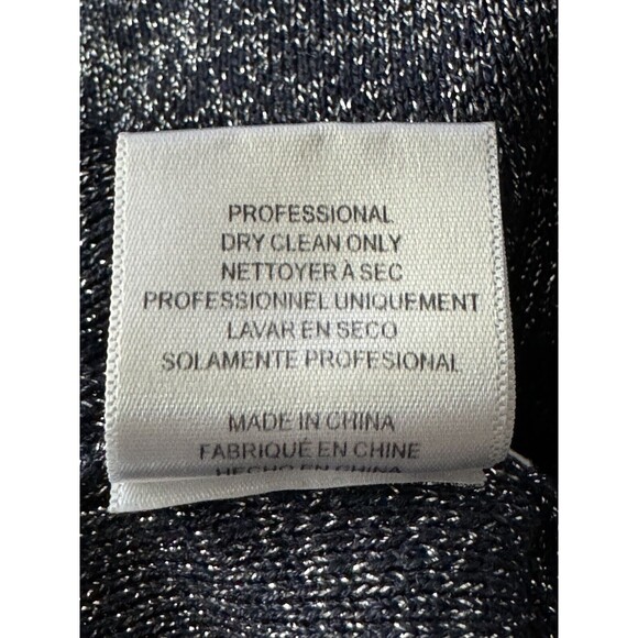 Sachin & Babi Size M Amelie Metallic Knit Dress Navy Blue Puff Sleeve Cocktail - Picture 12 of 12